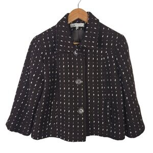 Harve Benard Brown Wool Blend Polka Dot Textured Button Front Jacket Womens 12